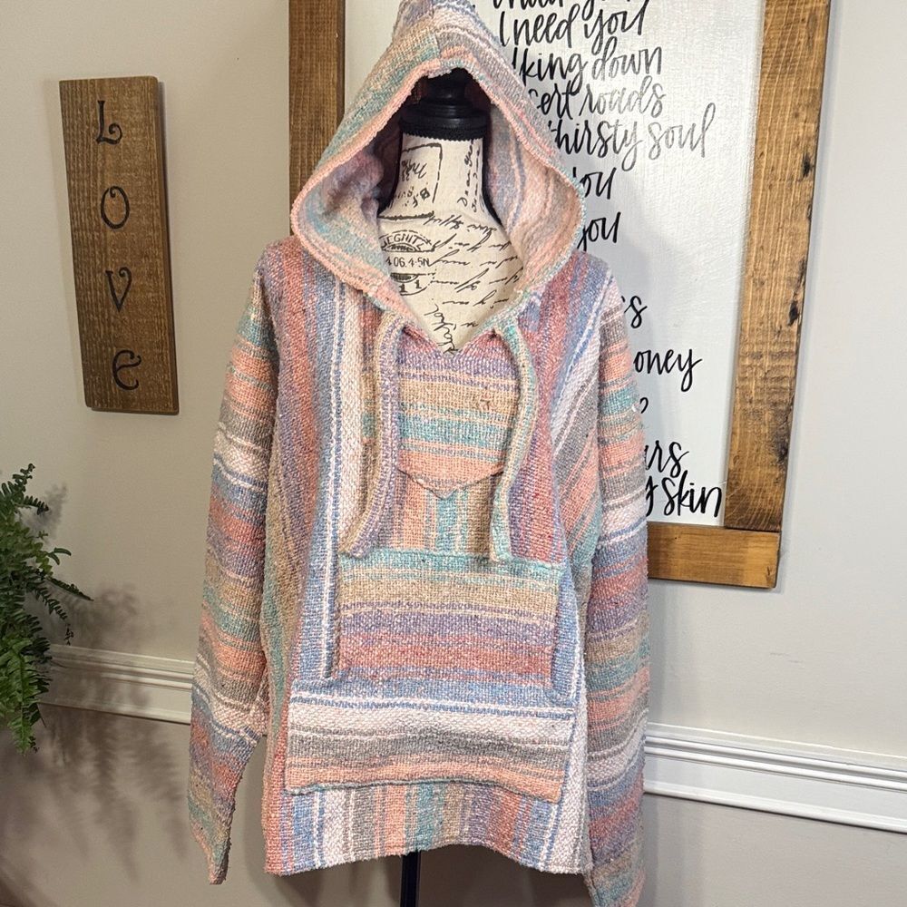 Artesanias Mickey Mexican Striped Women's Hoodie Sweater